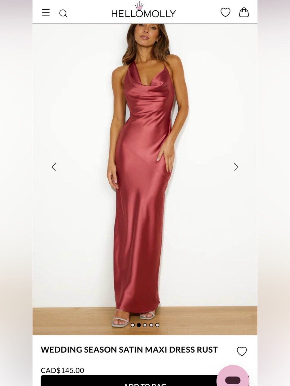 Hello Molly Satin Cowl Neck Dress